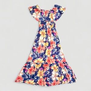Before You Tropical Floral Off-Shoulder Maxi Dress - Size Small